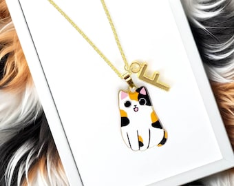 Sweet Calico Cat Enamel Necklace - Kawaii Cat Jewelry, Perfect Cat Lady & Cat Owner Gift - Cute Cat Themed Accessories-NCA-001