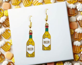 Beer Lover Earrings Kawaii Jewelry, Fun Beer and Pizza Lover Dangle Earrings, Quirky Food Gifts for Party Fans, Unique Gift Ideas-ERA-A008-2