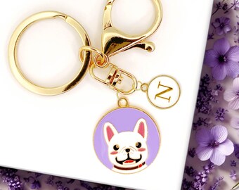 Funny Dog Keyring for Frenchie Lovers – Cute French Bulldog Puppy Charm, Personalized Gift for Dog Mom Custom Pet Keychain-K-A055-1