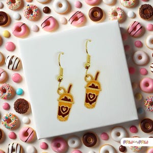 Iced Coffee Dangle Earrings, Cute Gift for Starbucks Fans, Frappuccino & Boba Milk Tea Lovers, Fun Drink-Themed Jewelry - ERA-A030-8