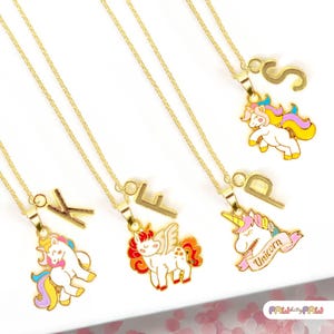 Magical Unicorn Charm Necklace with Initial Letter – Kawaii Jewelry Gift for Girls, Unicorn Lovers, and Fantasy Accessory Fans-NCA-013