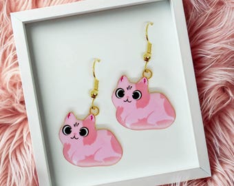 Kawaii Pink Cat Enamel Earrings - Y2K Kitty Dangles, Trendy Teen Gift, Cute Fashion for Cat Lovers, Colorful Teen Style-ERA-A005-7