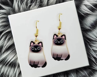 Cute Siamese Cat Enamel Dangle Earrings for Kitty Lovers – Perfect Cat Lady Gift & Cat Owner Jewelry-ERA-A004-2
