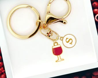 Wine Glass Enamel Keychain - Cute Red Wine Charm for Wine Lovers, Girls Night Gift, Elegant Accessory for Bags or Keys-K-A024-2