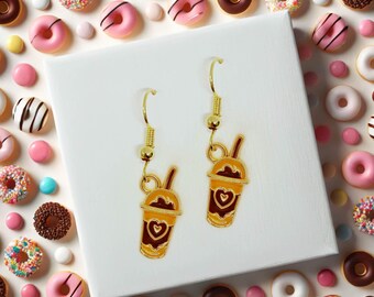 Iced Coffee Dangle Earrings, Cute Gift for Starbucks Fans, Frappuccino & Boba Milk Tea Lovers, Fun Drink-Themed Jewelry - ERA-A030-8