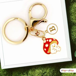 Glücklicher Roter Pilz Schlüsselanhänger, Niedlicher Fliegenpilz Anhänger, Fairycore Cottagecore Schlüsselanhänger, Kawaii Pilz Geschenk-K-A017-4