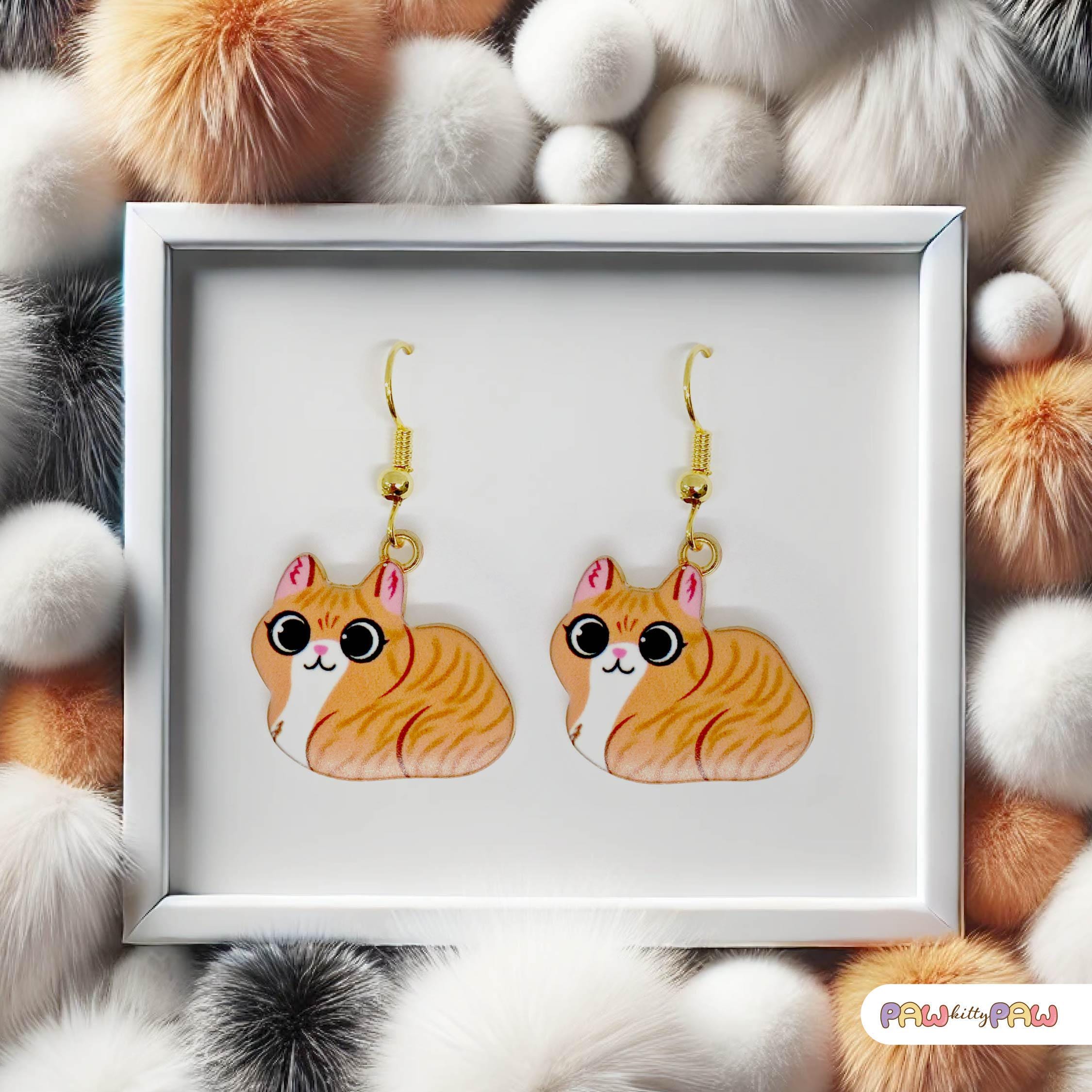 Dreamtimes Peeking Cat Pendant Orecchini Per Le Donne