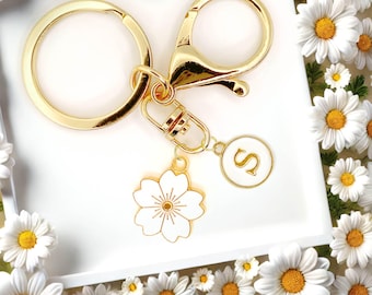 White Sakura Cherry Blossom Keychain – Elegant Japanese Floral Charm for Spring Fashion Accessories or Gift for Flower Lovers-K-A035-3
