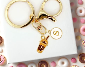 Iced Coffee Keychain Charm-Cute Enamel Drink Accessory with Straw and Heart, Kawaii Gift for Coffee Lovers and Café Aesthetic Fans-K-A030-8