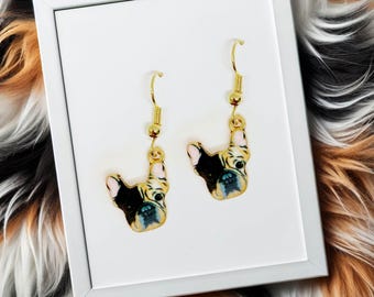 French Bulldog Dangle Earrings, Cute Jewelry Gift for Dog Lovers and Frenchie Owners, Stylish Pet Accessory - ERA-A027-3
