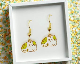 Sleeping Cat Earrings - Cute 18k Gold Plated Hook Jewelry for Cat Lovers & Pet Owners - ERA-A090-5