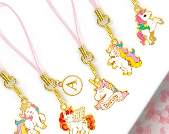 Magical Unicorn Phone Charm with Personalized Letter – Cute Pastel Fantasy Keychain Gift for Unicorn Lovers & Dreamers, soft girls gift idea