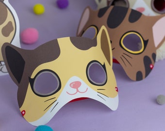 Cat Printable Party Mask | Digital Instant Download | Kitty Cat Mask | Cute Kids Paper Mask | DIY Cat Paper Mask | Cat Costume