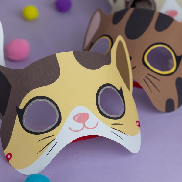 Cat Printable Party Mask | Digital Instant Download | Kitty Cat Mask | Cute Kids Paper Mask | DIY Cat Paper Mask | Cat Costume