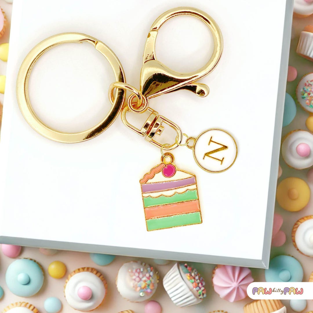 Sweet Keychains Pastel Cake Slice Keychain Cute Dessert Charm Personalized Bag Clip ...