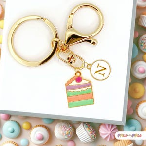 Pastell Kuchen Scheibe Schlüsselbund Süß Dessert Charme Personalisierte Tasche Clip Süßigkeit Accessoire Geschenk für Feinschmecker und Kawaii Fans-K-A065-3