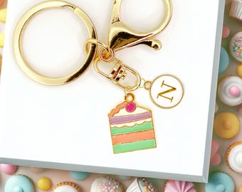 Pastel Cake Slice Keychain Cute Dessert Charm Personalized Bag Clip Sweet Treat Accessory Gift for Foodies and Kawaii Fans-K-A065-3