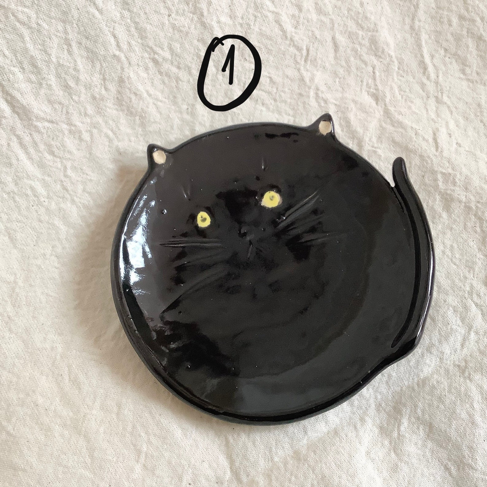 Ceramic cat Black cat Ceramic cat trinket Cat trinket dish Etsy