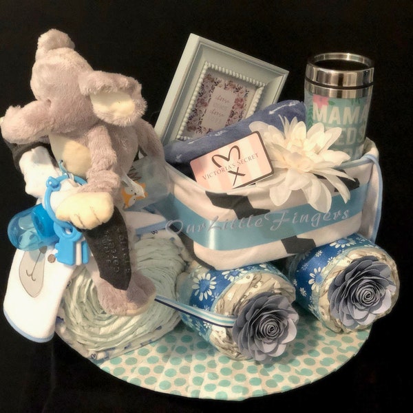 Boy Diaper Cake, Mother's Day Diaper Cake, Truck Diaper Cake, Elephant Diaper Cake, Mother Day Gift, Baby Gift, Newborn Gift, Special Gift