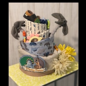 Jungle Safari Dinosaur 3 Tier Diaper Cake, Boy Girl Unisex Diaper Cake, Baby shower Gift, Baby Gift, Newborn Gift, Custom Theme DiaperCake