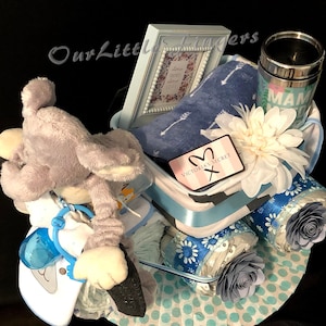 Boy Diaper Cake, Mother&#39;s Day Diaper Cake, Truck Diaper Cake, Elephant Diaper Cake, Mother Day Gift, Baby Gift, Newborn Gift, Special Gift
