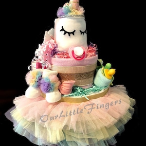 Unicorn Diaper Cake, 3 Tier Diaper Cake, Boy Diaper Cake, Girl Diaper Cake, Unisex Diaper Cake, Baby shower Gift, Baby Gift