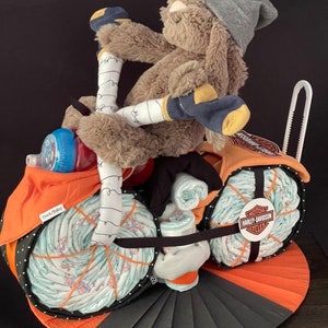 Motorcycle Diaper Cake, Boy Diaper Cake, Unisex Diaper Cake, Baby shower Gift, Baby Gift, Newborn Gift, Harley DiaperCake