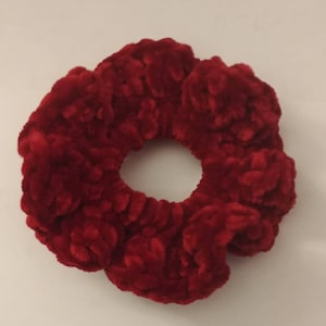 Jumbo Velvet Scrunchie in Red - Ultra Soft Hair Accessory - Available in 12 Colors - Crochet