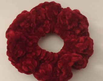 Jumbo Velvet Scrunchie in Red - Ultra Soft Hair Accessory - Available in 12 Colors - Crochet