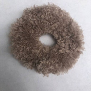 Faux Fur Scrunchie in Light Beige - Soft Hair Accessory - Unique Scrunchie