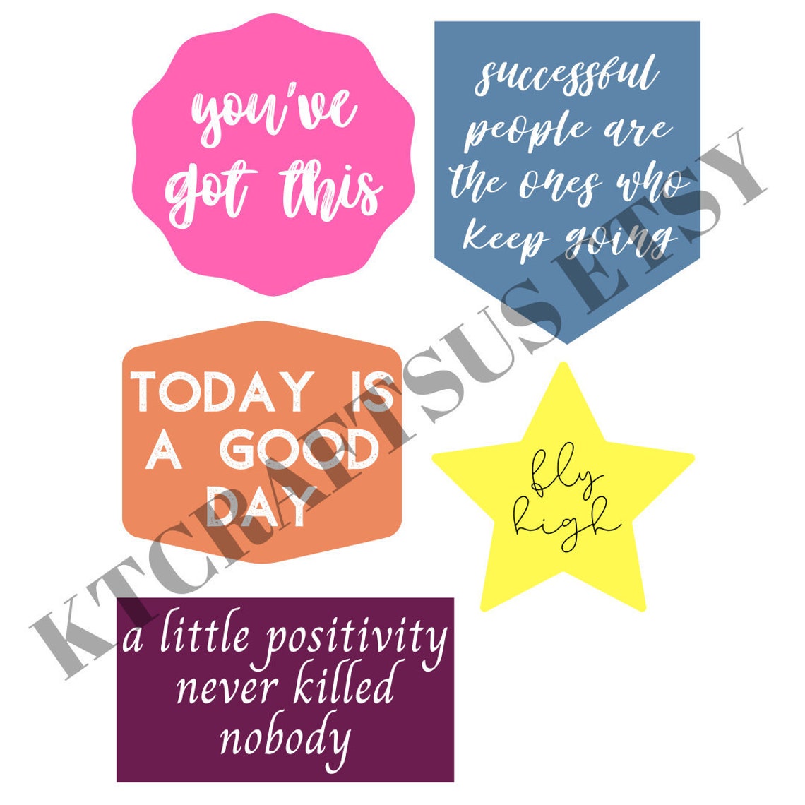 PRINTABLE Large Sticker Sheet With Positive Vibes 5 Jumbo Etsy