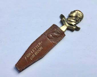 Antique Brass Bookmark Letter Opener: Figural Stratford