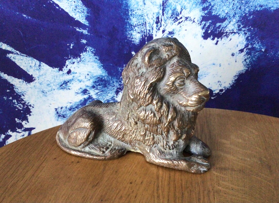 Antique Seated Lion Figure: Heavy Brass Finial - Etsy