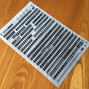 Vintage Letraset Dry Transfer Instant Lettering sheet 1861 48pt Italic Compacta Bold Black