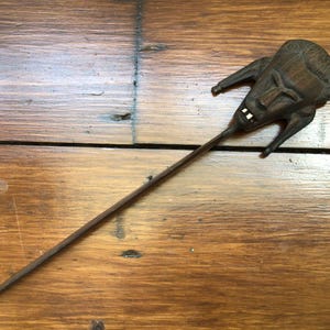 Vintage wooden statement piece hand carved atmospheric Ornament Desk Accessory African dark wood