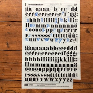 Vintage used Letraset Dry Transfer sheet black lowercase 72pt Annlie Extra Bold sheet 1332