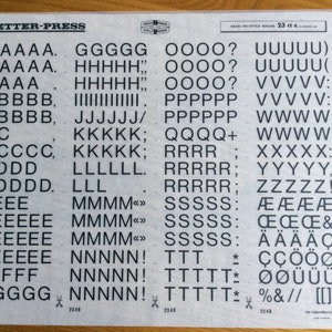 presse à lettres à transfert sec vintage Mecanorma Polyvroom Haas Helvetica Maigre 23 48 K