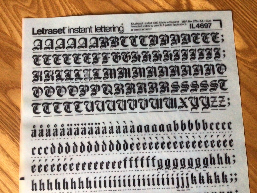 Vintage Unused Letraset Dry Transfer Lettering: Sheet IL4697 Agincourt ...