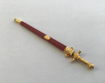 Vintage Pewter Miniature Sword: Napoleonic Desk Ornament