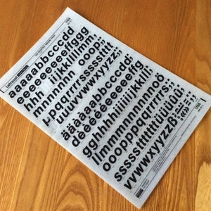 Printed in England Vintage Letraset Dry Transfer Bold Black 72pt Helvetia Medium Italic sheet 1768