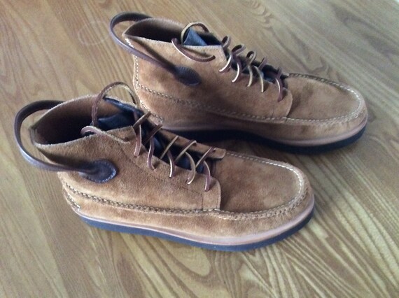 Vintage Yuketen All Handsewn Maine Guide Boots Calico Golden Brown 