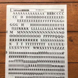 Vintage Letraset Dry Transfer Sheet: 36pt Times Bold Monotype