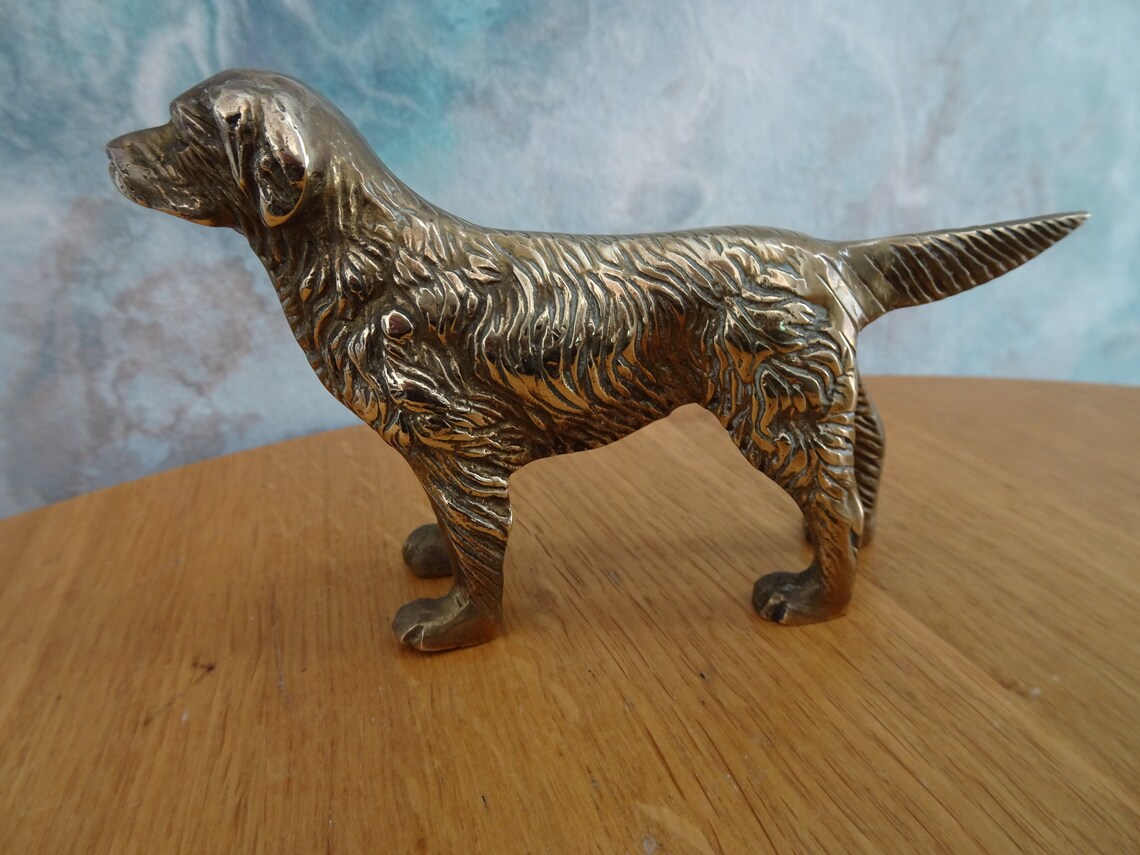 Miniature Brass Dog Figurine Detailed Retriever Figure Canine Etsy