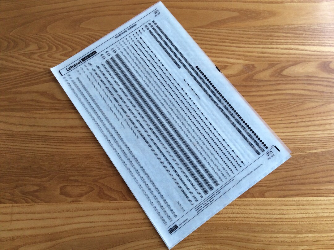 Vintage Letraset Dry Transfer Sheet Decorative Borders 221 Etsy