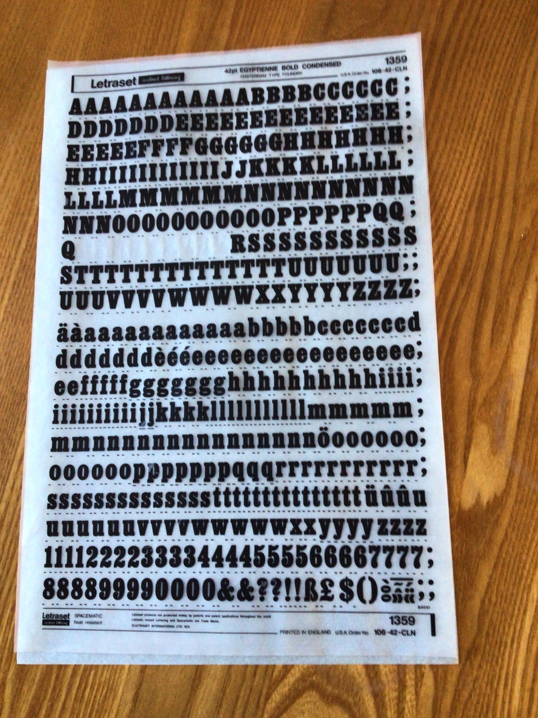 Letraset Process Vintage Letraset Dry Transfer Sheet: 42pt Egyptienne Bold - Etsy Australia