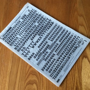 Vintage Letraset instant lettering Dry Transfer black sheet 2371 42pt Arnold Bocklin