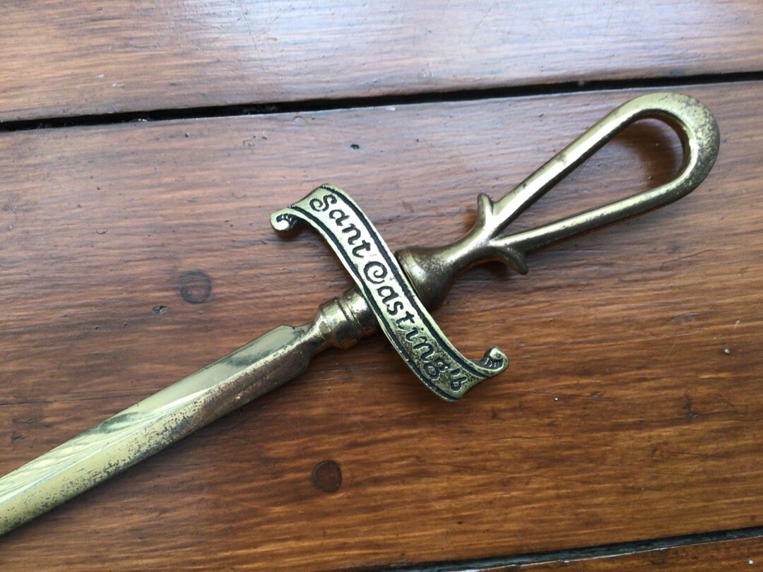 Banner Handle Vintage Brass Desk Accessory: Letter Opener Classical Style Loop and ...