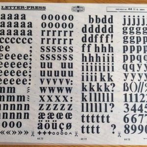 vintage deux Mecanorma presse à lettres à transfert sec Times Bold 334 44 72 O Monotype