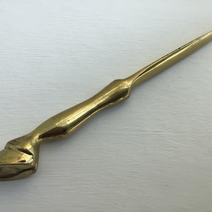 Vintage Brass Horse Hoof Letter Opener: Equine Desk Accessory