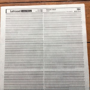 Vintage unused complete Letraset Dry Transfer sheet black upper lowercase 6pt 8pt Futura Bold sheet 194